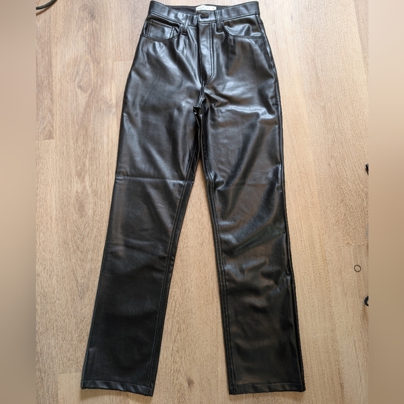 Abercrombie & Fitch Black Dress Pants Sleek Faux Leather - Picture 1 of 5